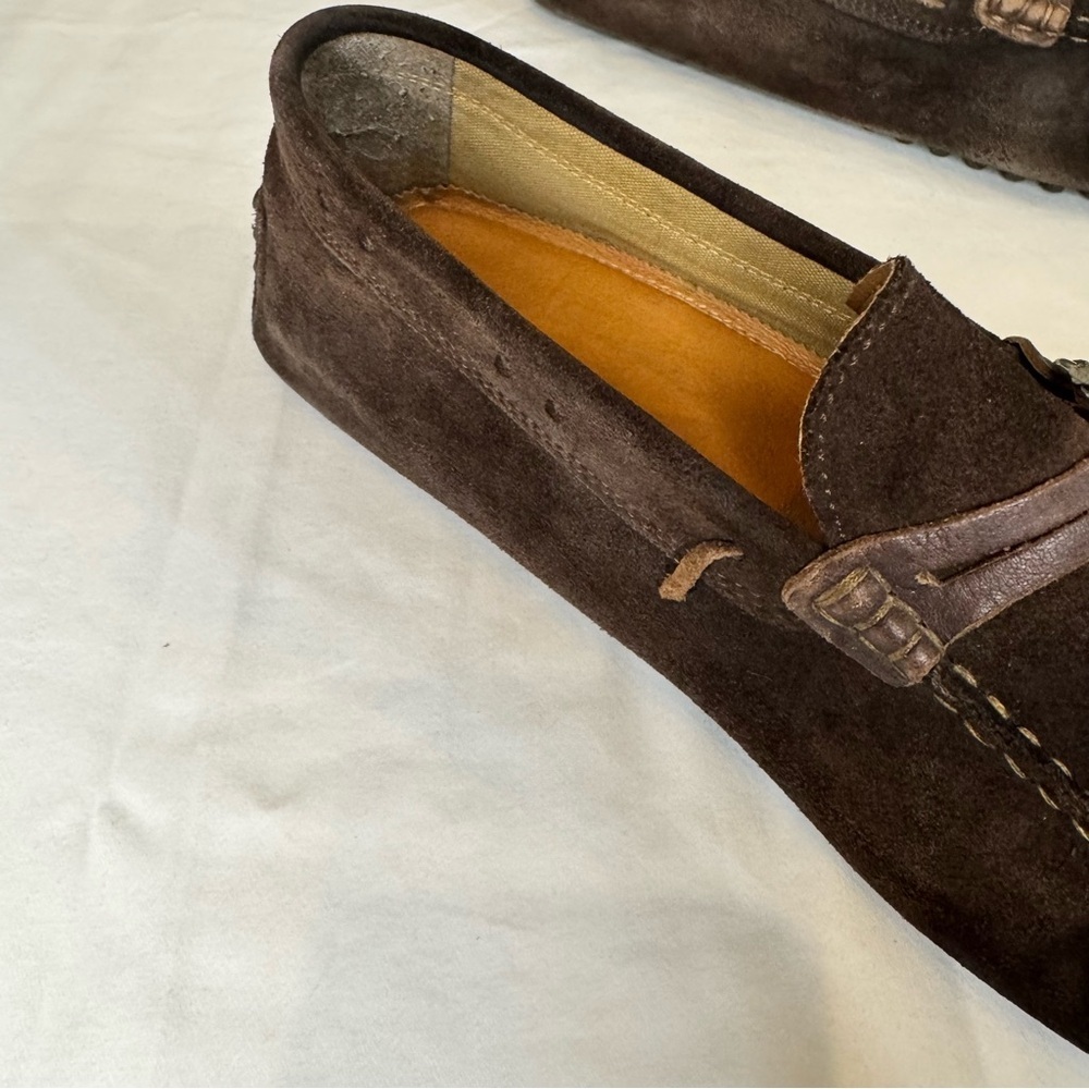 Aldo Men's Brown Suede Loafers β Slip-On, Moccasin Style, Metal Accent, Size 9 - Picture 3 of 8